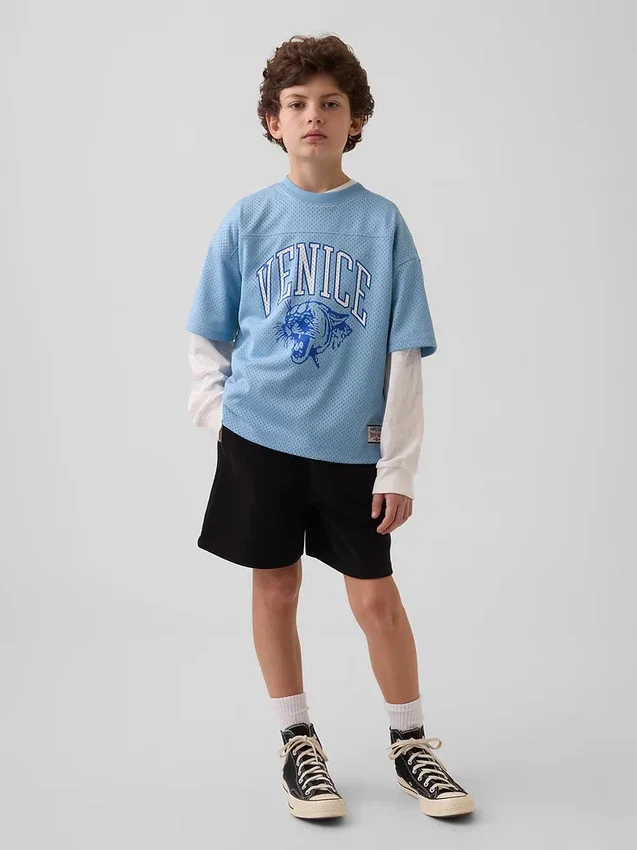 T-shirt in jersey oversize con grafica per bambini