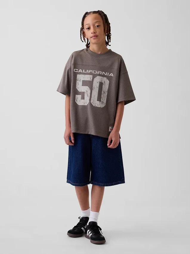 T-shirt in jersey oversize con grafica per bambini