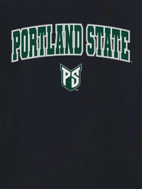 T-shirt nera con grafica dell’Arch Logo della Portland State University