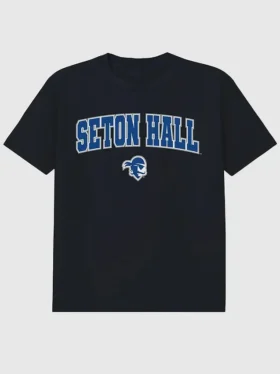 T-shirt nera con grafica dell’Arch Logo della Seton Hall University