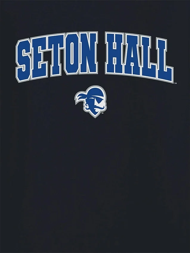 T-shirt nera con grafica dell’Arch Logo della Seton Hall University