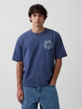 T-shirt oversize con grafica di Keith Haring