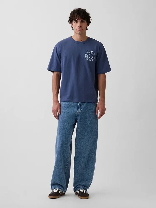 T-shirt oversize con grafica di Keith Haring