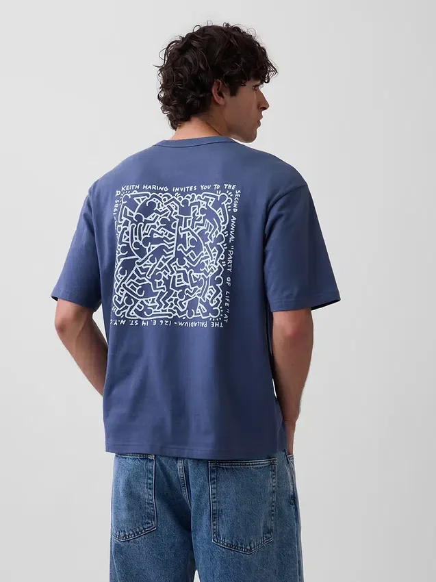 T-shirt oversize con grafica di Keith Haring