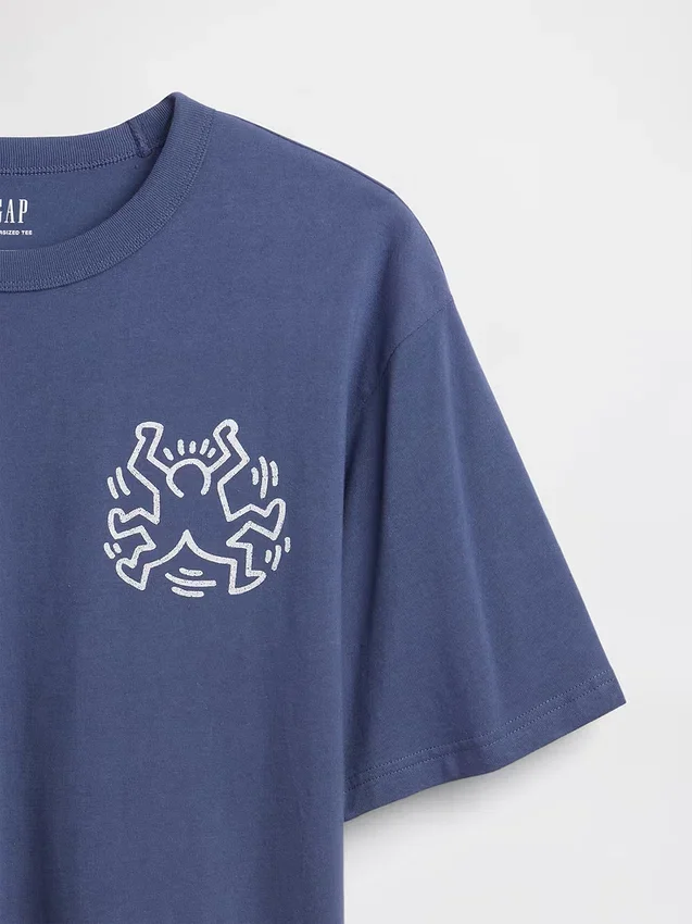 T-shirt oversize con grafica di Keith Haring