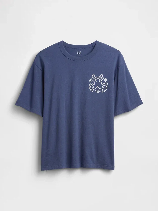 T-shirt oversize con grafica di Keith Haring