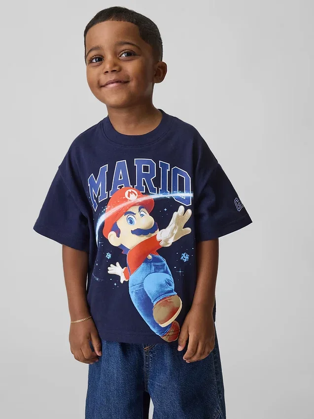 T-shirt oversize con grafica Super Mario per bambini piccoli