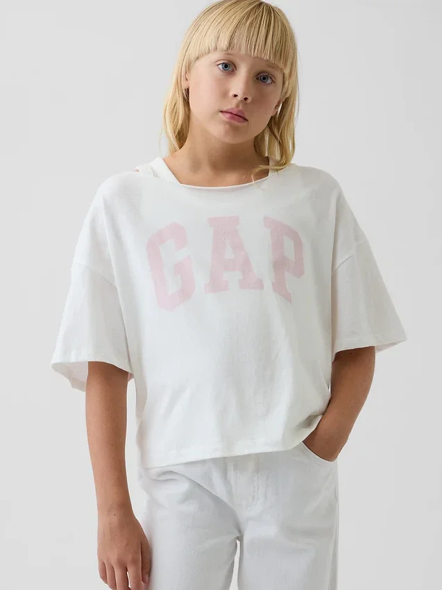 T-shirt oversize per bambini con scollo ampio