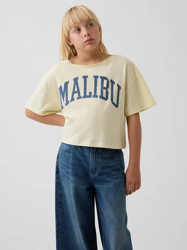T-shirt oversize per bambini con scollo ampio