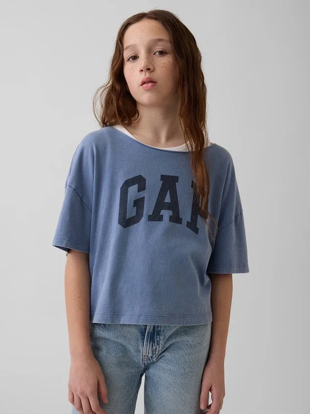 T-shirt oversize per bambini con scollo ampio