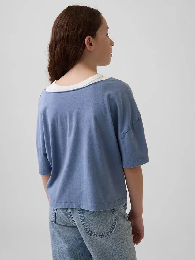 T-shirt oversize per bambini con scollo ampio