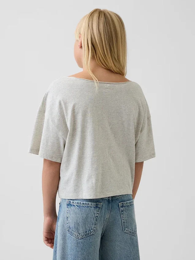 T-shirt oversize per bambini con scollo ampio