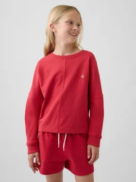 T-shirt oversize per bambini in tessuto pesante con cuciture a vista