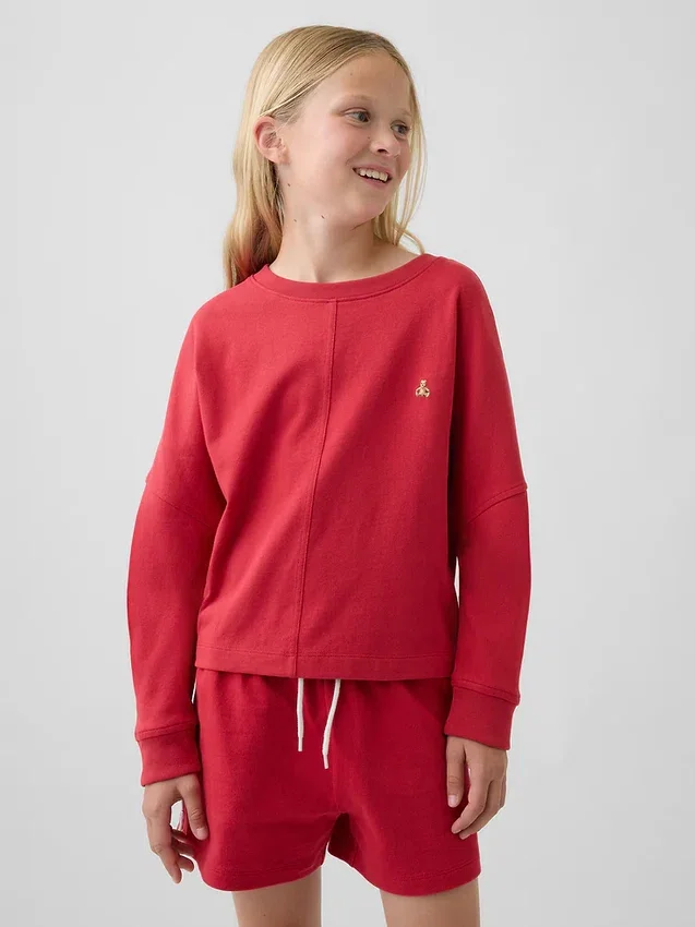 T-shirt oversize per bambini in tessuto pesante con cuciture a vista