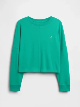 T-shirt oversize per bambini in tessuto pesante con cuciture a vista