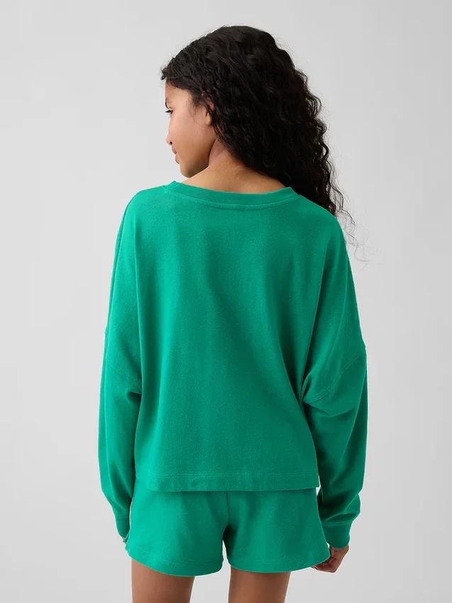 T-shirt oversize per bambini in tessuto pesante con cuciture a vista