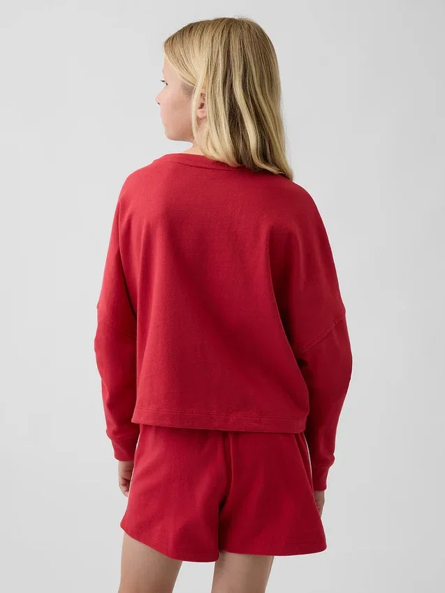 T-shirt oversize per bambini in tessuto pesante con cuciture a vista