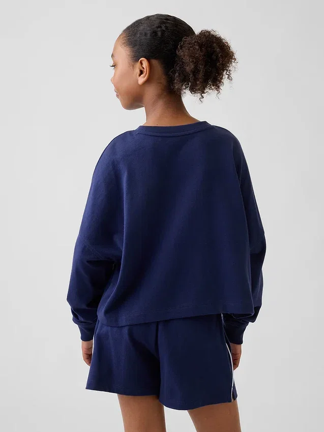 T-shirt oversize per bambini in tessuto pesante con cuciture a vista