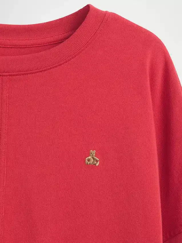 T-shirt oversize per bambini in tessuto pesante con cuciture a vista