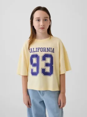 T-shirt oversize squadrata con logo dello Stato per bambini
