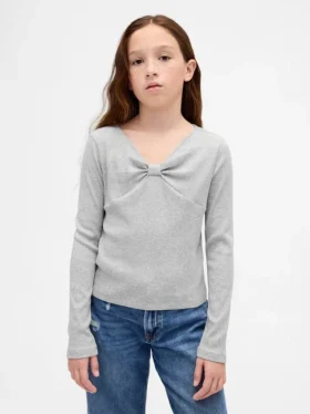 T-shirt per bambini con collo a fiocco