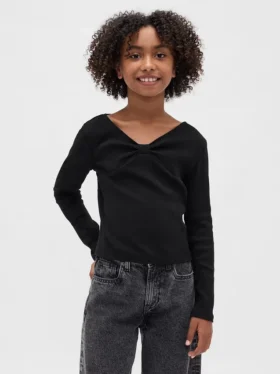 T-shirt per bambini con collo a fiocco