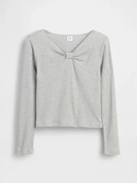 T-shirt per bambini con collo a fiocco