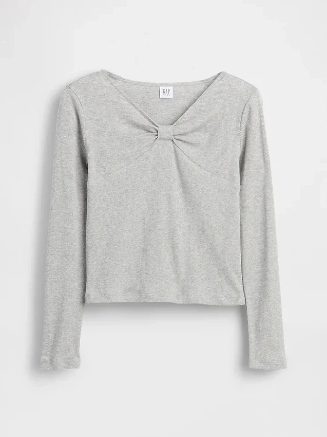 T-shirt per bambini con collo a fiocco