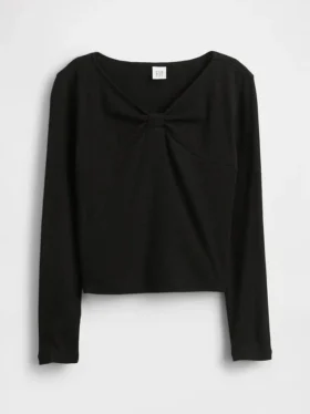 T-shirt per bambini con collo a fiocco