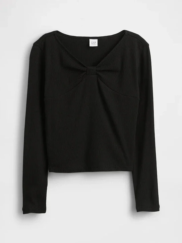 T-shirt per bambini con collo a fiocco