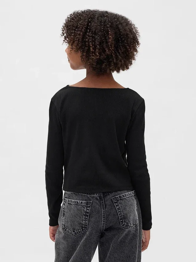 T-shirt per bambini con collo a fiocco