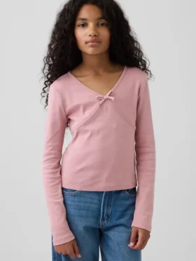 T-shirt per bambini con fiocco incrociato sul davanti