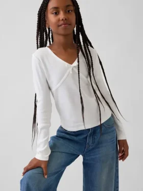 T-shirt per bambini con fiocco incrociato sul davanti