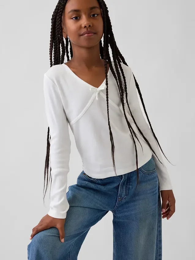 T-shirt per bambini con fiocco incrociato sul davanti