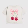 T-shirt per bambini con grafica "Cherry Bow"