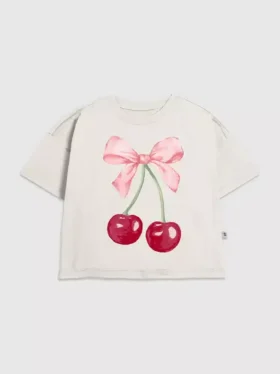 T-shirt per bambini con grafica "Cherry Bow"