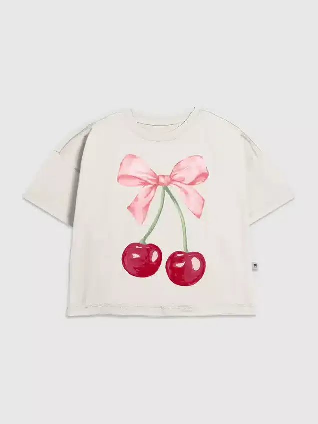 T-shirt per bambini con grafica "Cherry Bow"