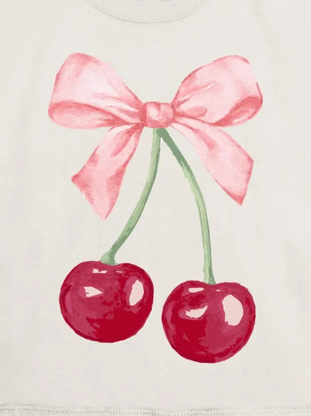 T-shirt per bambini con grafica "Cherry Bow"