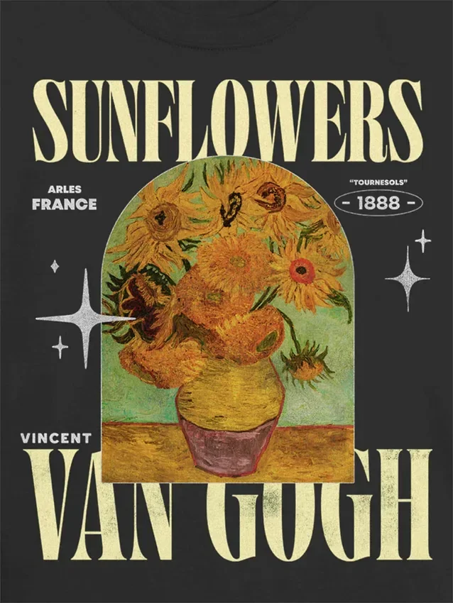 T-shirt per bambini con grafica dei girasoli di Van Gogh