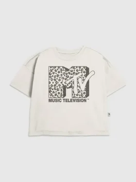 T-shirt per bambini con grafica del logo MTV Leopard