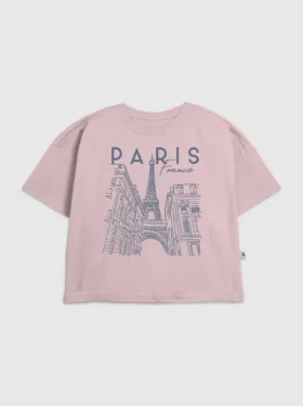 T-shirt per bambini con grafica "Paris Line Art"