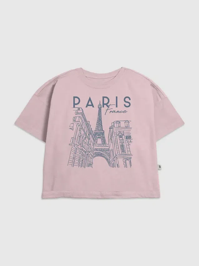 T-shirt per bambini con grafica "Paris Line Art"