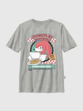 T-shirt per bambini con grafica "Pizza" di Knuckles di Sonic the Hedgehog