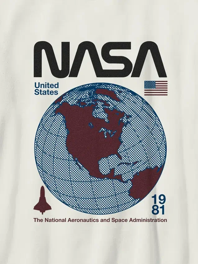 T-shirt per bambini con grafica retro del globo della NASA