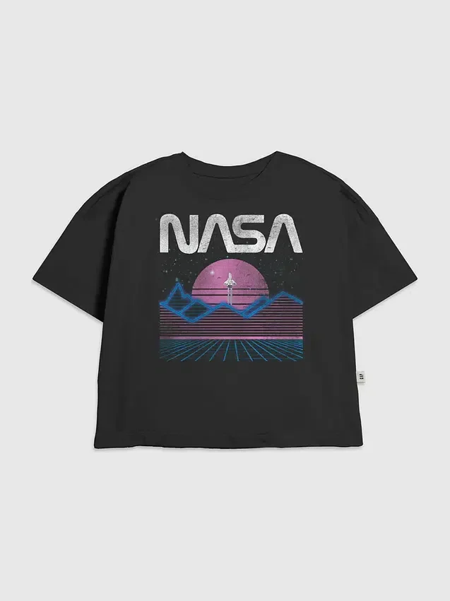 T-shirt per bambini con grafica spaziale "NASA" in colori pastello