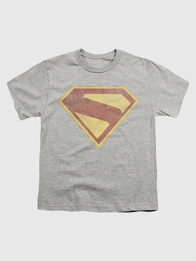 T-shirt per bambini con grafica Superman 2025 a tutto colore in stile distressed