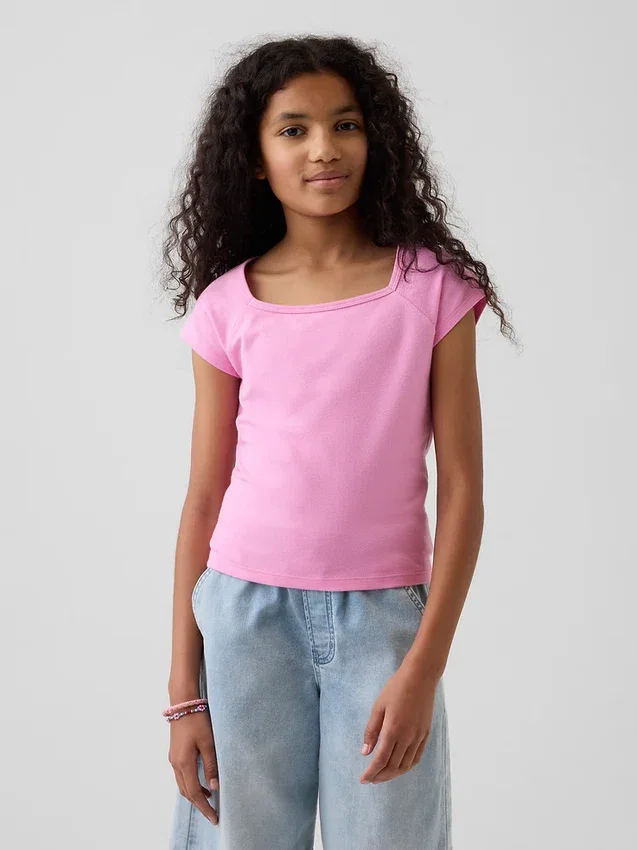 T-shirt per bambini con scollo quadrato