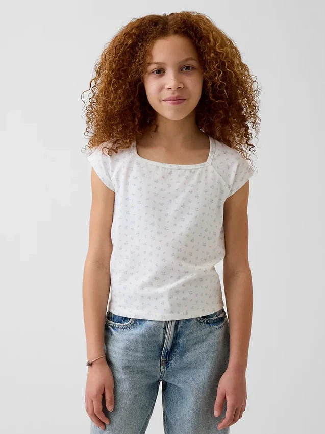 T-shirt per bambini con scollo quadrato