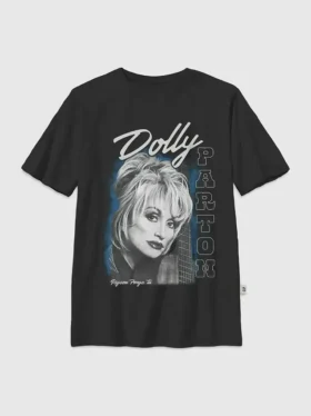 T-shirt per bambini con stampa oversize “Dolly Parton Guitar Portrait”