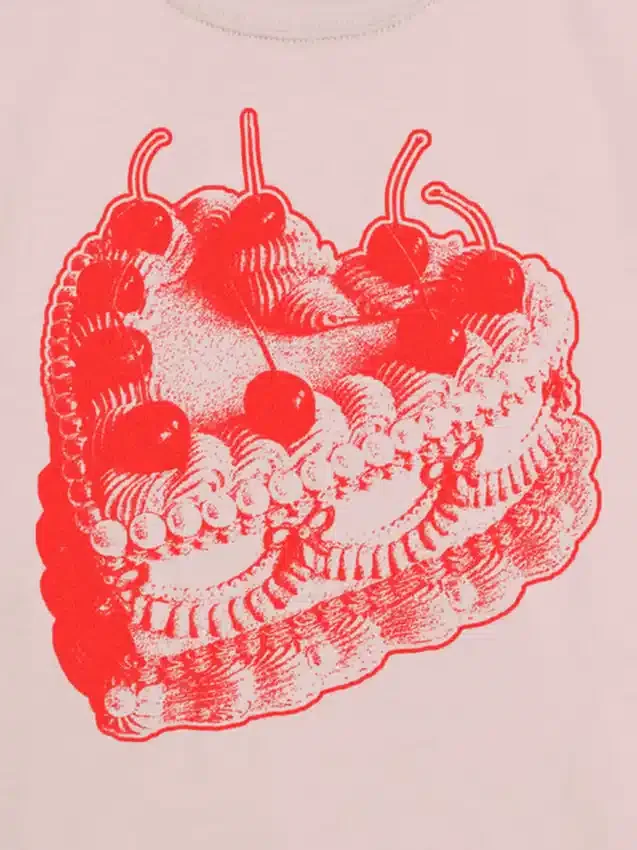 T-shirt per bambini con stampa "Vintage Heart Cake"